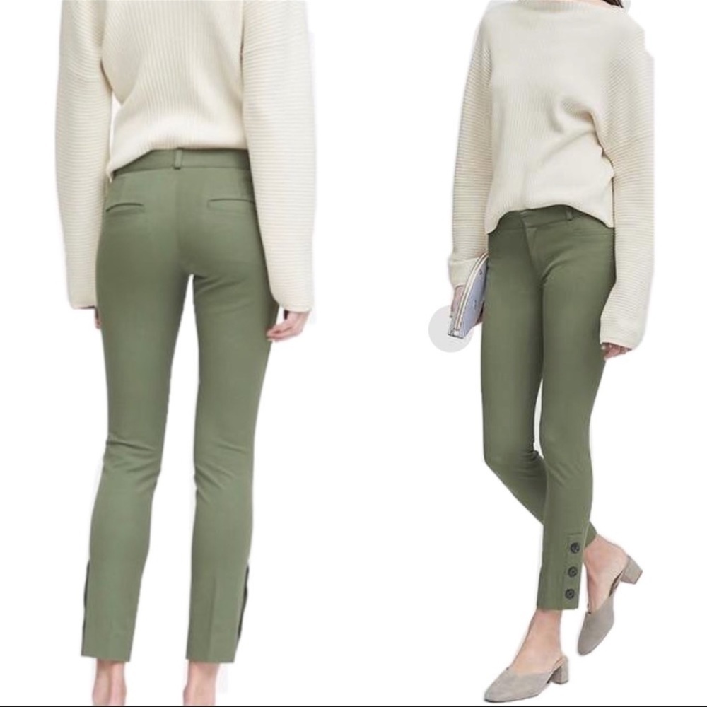 Banana Republic green Sloan button ankle pants Sz 8